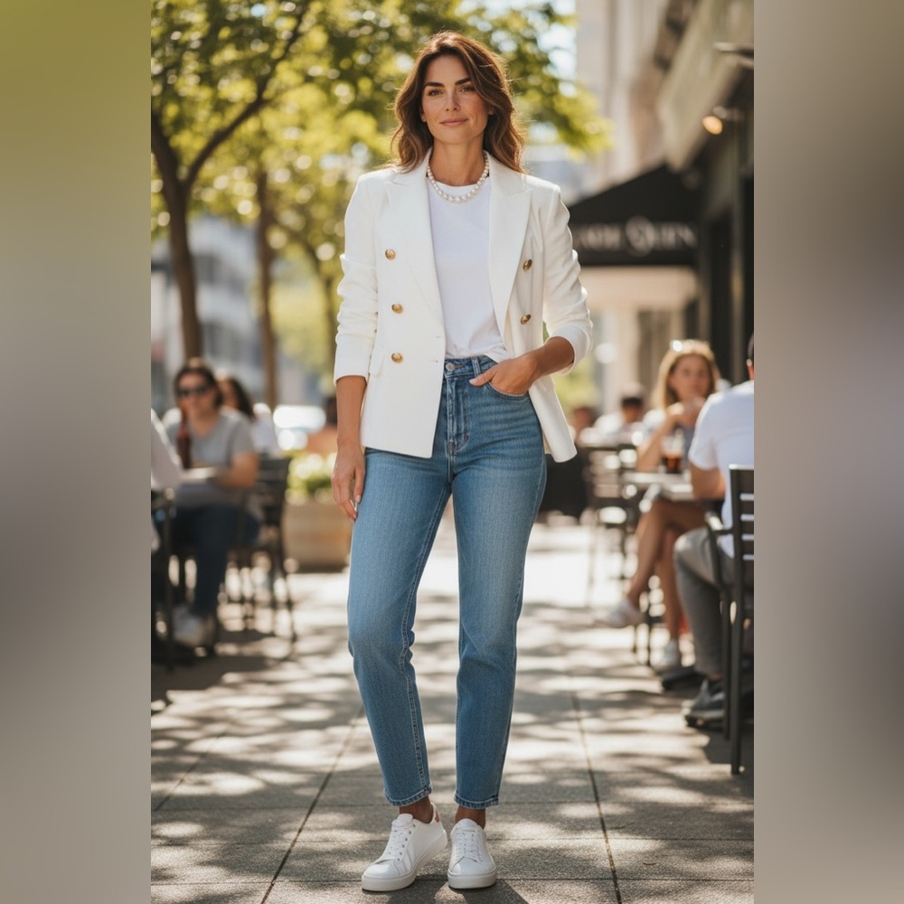 NEW Dolce Cabo White Double-Breasted Women's Jacket
